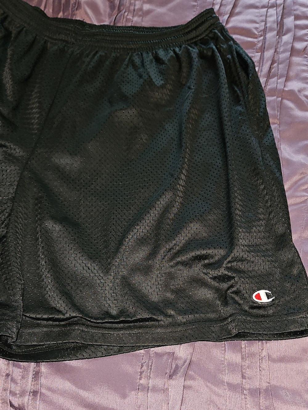 Champion Black Mesh Basketball Shorts with Logo